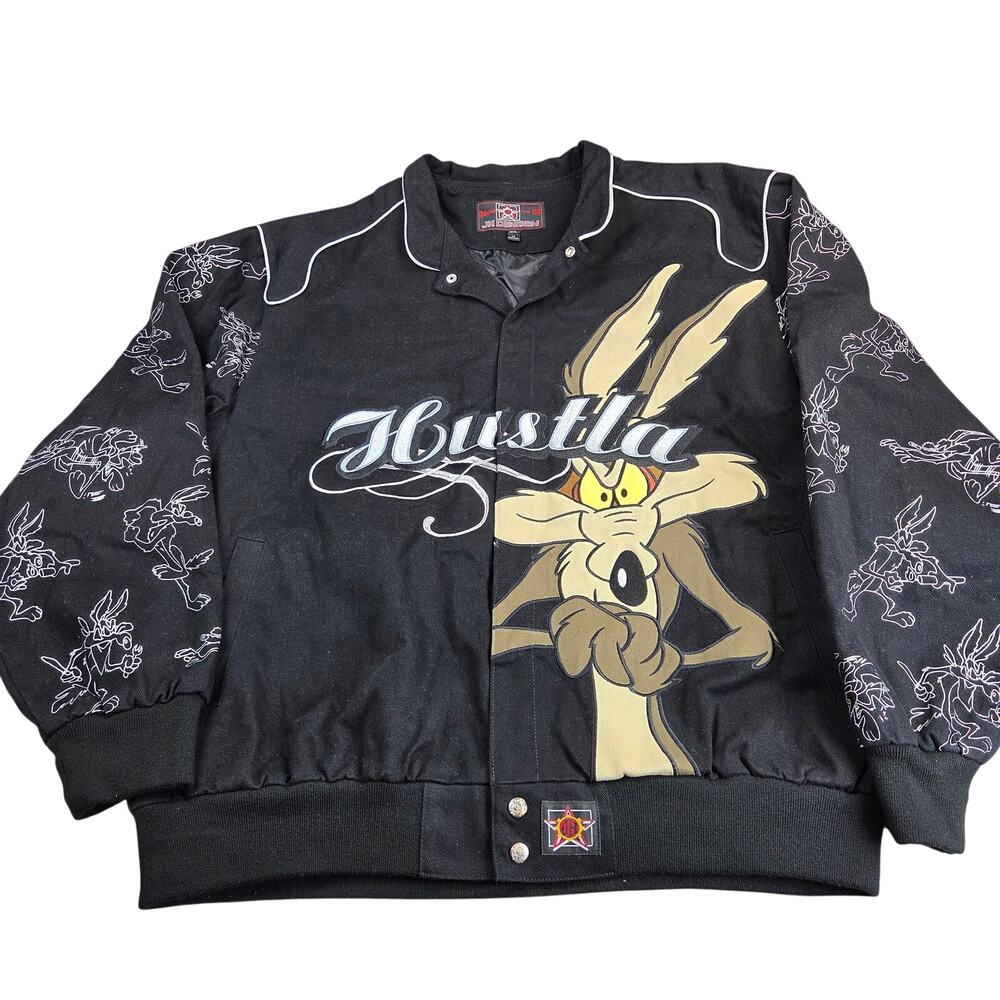 JH Design Looney Tunes Wile E Coyote Hustla Jacket 3XL 2007 Hip Hop Y2K Rare